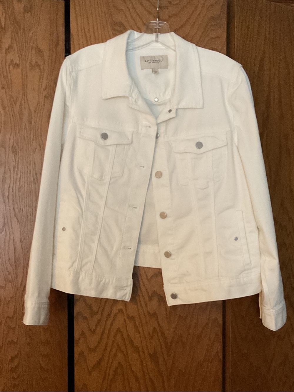Liverpool White Denim Jacket - Classic Button-Front